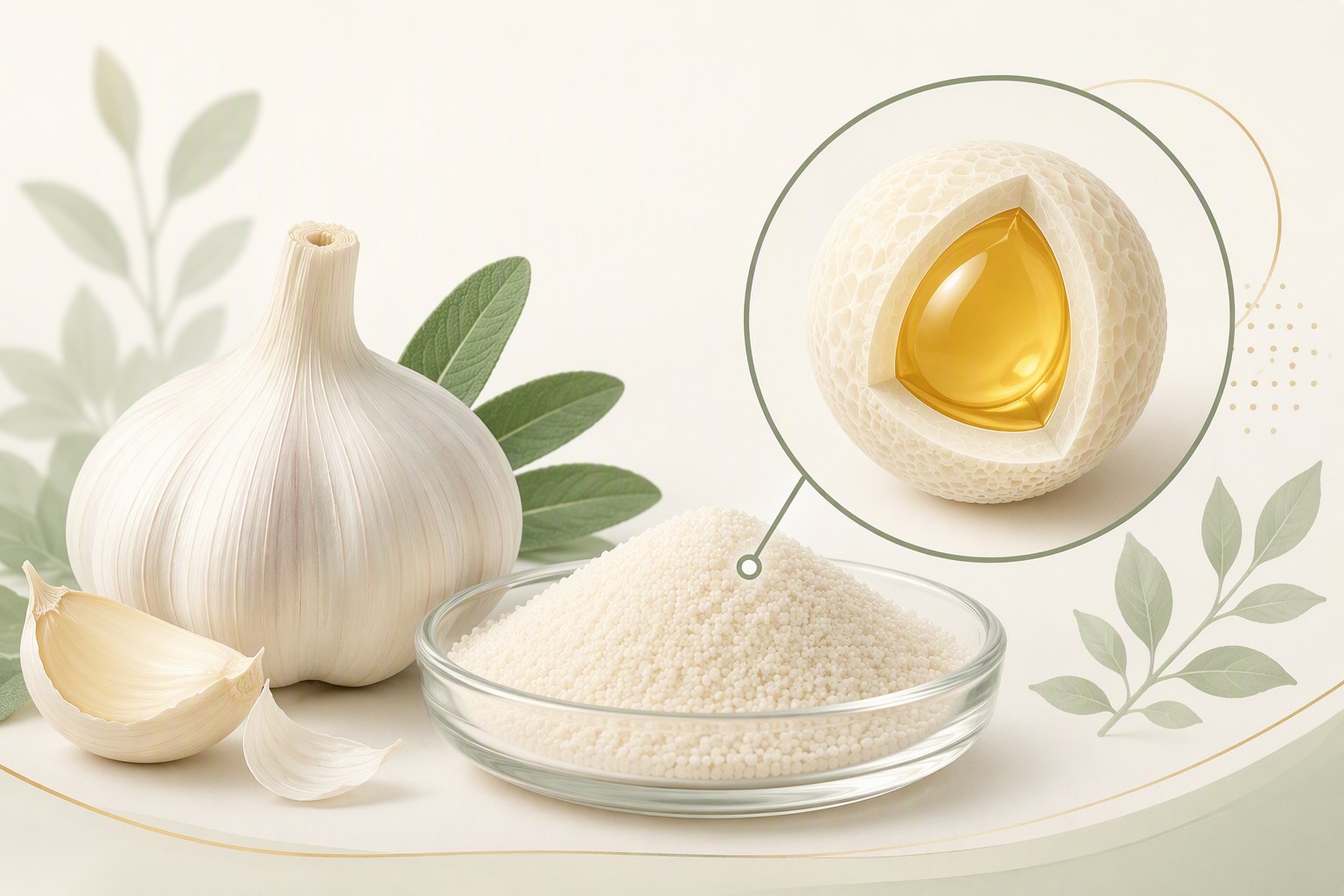 Garlic Oil Microencapsulation: From Odor Masking to Sustained Release